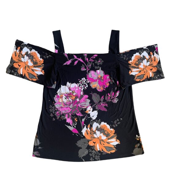 INC black off the shoulder floral blouse with embellishments size small - Picture 1 of 7
